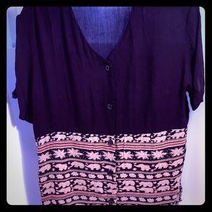 🐘 Entourage Elephant Button-Up Blouse